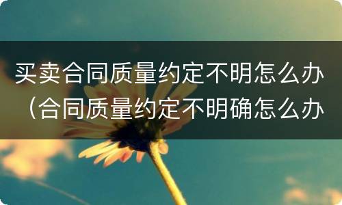 买卖合同质量约定不明怎么办（合同质量约定不明确怎么办?）