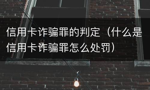 信用卡诈骗罪的判定（什么是信用卡诈骗罪怎么处罚）