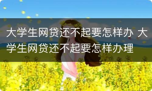 大学生网贷还不起要怎样办 大学生网贷还不起要怎样办理