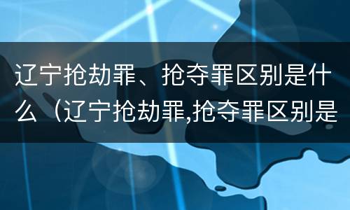 辽宁抢劫罪、抢夺罪区别是什么（辽宁抢劫罪,抢夺罪区别是什么）