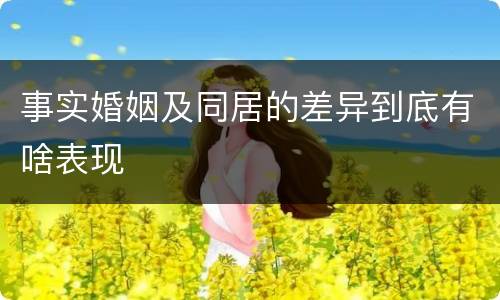 事实婚姻及同居的差异到底有啥表现