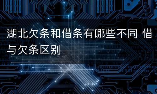 湖北欠条和借条有哪些不同 借与欠条区别