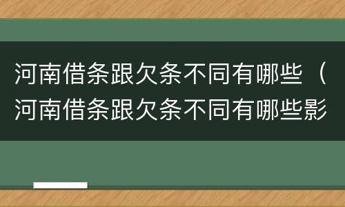 河南借条跟欠条不同有哪些（河南借条跟欠条不同有哪些影响）