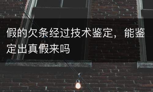 假的欠条经过技术鉴定，能鉴定出真假来吗