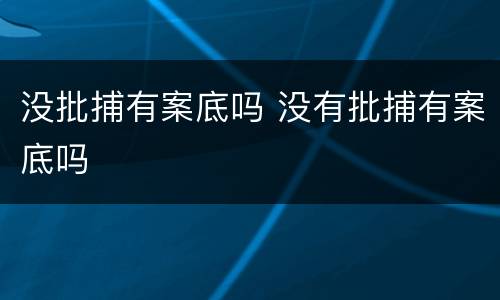 没批捕有案底吗 没有批捕有案底吗