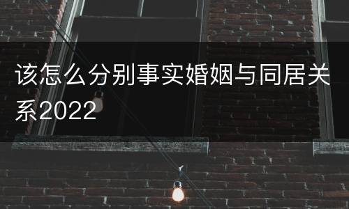 该怎么分别事实婚姻与同居关系2022