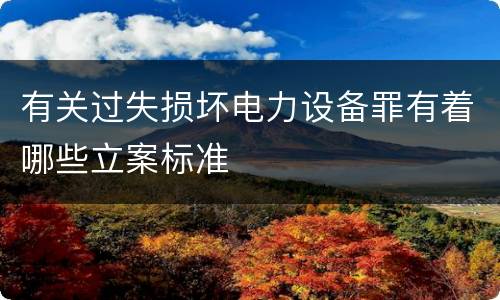 有关过失损坏电力设备罪有着哪些立案标准