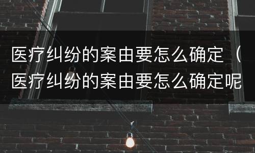 医疗纠纷的案由要怎么确定（医疗纠纷的案由要怎么确定呢）