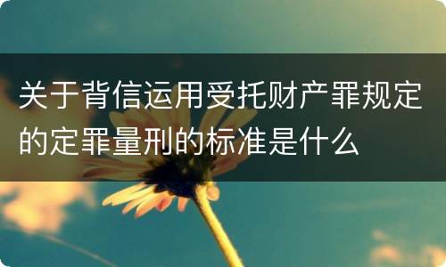 关于背信运用受托财产罪规定的定罪量刑的标准是什么