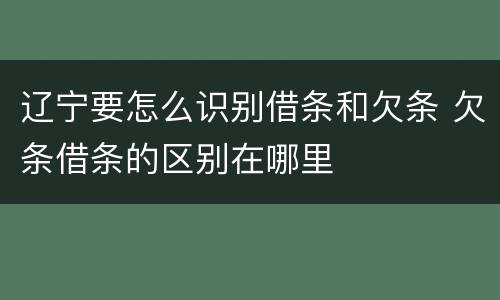 辽宁要怎么识别借条和欠条 欠条借条的区别在哪里