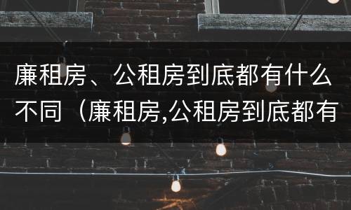 廉租房、公租房到底都有什么不同（廉租房,公租房到底都有什么不同的地方）