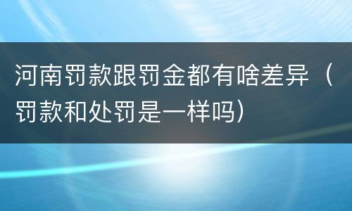 河南罚款跟罚金都有啥差异（罚款和处罚是一样吗）