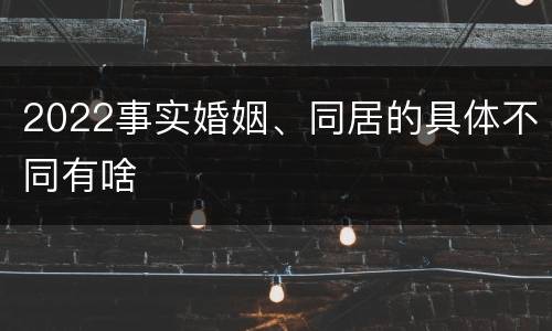 2022事实婚姻、同居的具体不同有啥