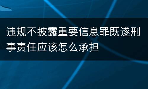 违规不披露重要信息罪既遂刑事责任应该怎么承担
