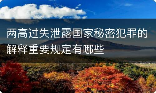 两高过失泄露国家秘密犯罪的解释重要规定有哪些