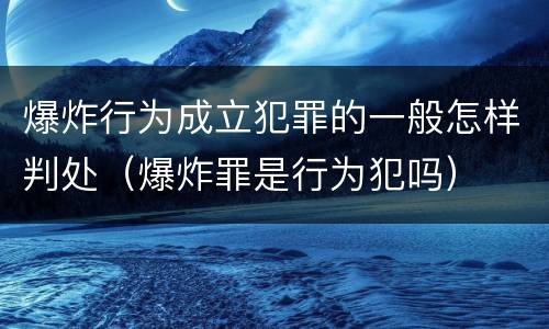 爆炸行为成立犯罪的一般怎样判处（爆炸罪是行为犯吗）