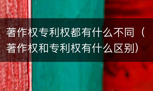 著作权专利权都有什么不同（著作权和专利权有什么区别）