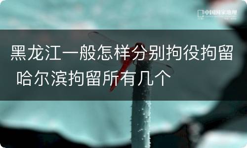 黑龙江一般怎样分别拘役拘留 哈尔滨拘留所有几个