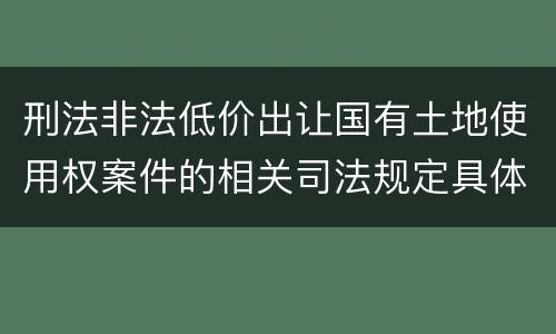 刑法非法低价出让国有土地使用权案件的相关司法规定具体有哪些主要内容