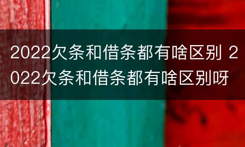 2022欠条和借条都有啥区别 2022欠条和借条都有啥区别呀