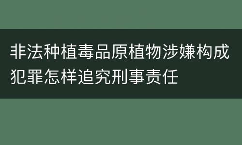 非法种植毒品原植物涉嫌构成犯罪怎样追究刑事责任