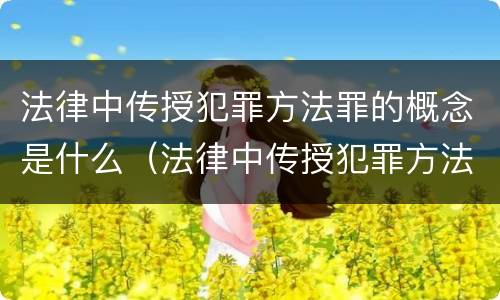 法律中传授犯罪方法罪的概念是什么（法律中传授犯罪方法罪的概念是什么意思）