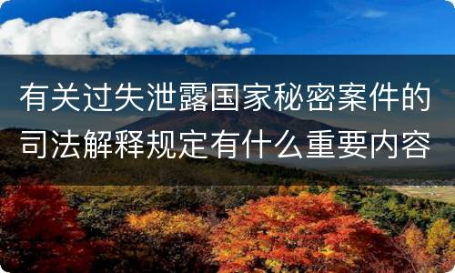 有关过失泄露国家秘密案件的司法解释规定有什么重要内容