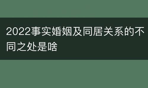 2022事实婚姻及同居关系的不同之处是啥