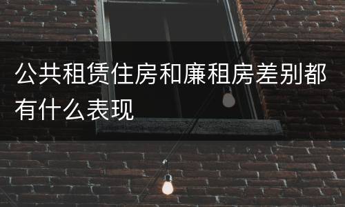 公共租赁住房和廉租房差别都有什么表现