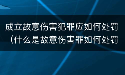成立故意伤害犯罪应如何处罚（什么是故意伤害罪如何处罚）