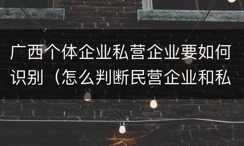 广西个体企业私营企业要如何识别（怎么判断民营企业和私营企业）