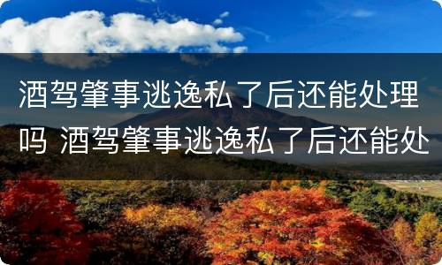 酒驾肇事逃逸私了后还能处理吗 酒驾肇事逃逸私了后还能处理吗现在