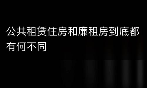 公共租赁住房和廉租房到底都有何不同