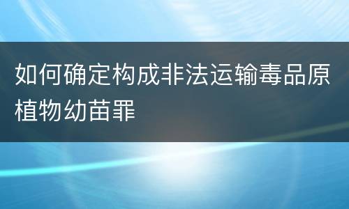如何确定构成非法运输毒品原植物幼苗罪