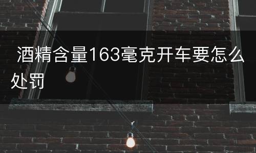  酒精含量163毫克开车要怎么处罚