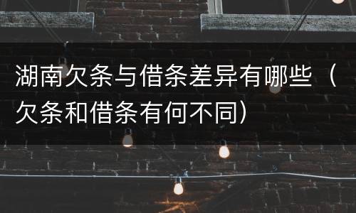 湖南欠条与借条差异有哪些（欠条和借条有何不同）