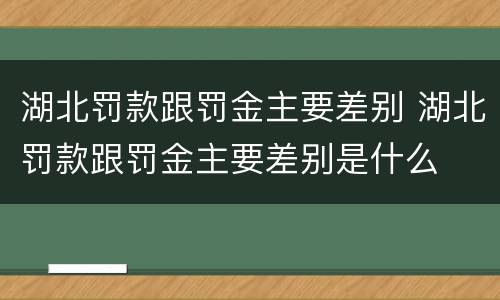 湖北罚款跟罚金主要差别 湖北罚款跟罚金主要差别是什么