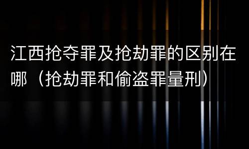 江西抢夺罪及抢劫罪的区别在哪（抢劫罪和偷盗罪量刑）