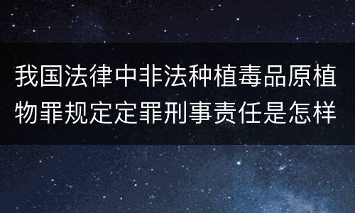 我国法律中非法种植毒品原植物罪规定定罪刑事责任是怎样