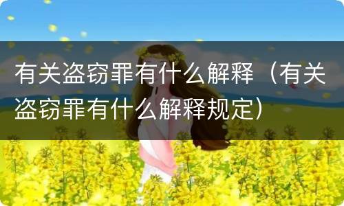 有关盗窃罪有什么解释（有关盗窃罪有什么解释规定）
