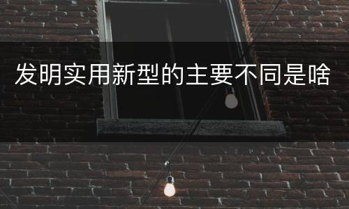 发明实用新型的主要不同是啥
