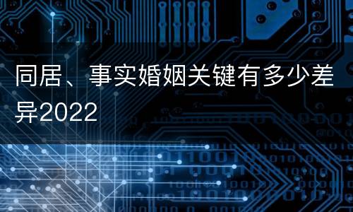 同居、事实婚姻关键有多少差异2022