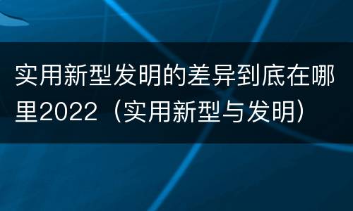 实用新型发明的差异到底在哪里2022（实用新型与发明）