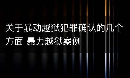 关于暴动越狱犯罪确认的几个方面 暴力越狱案例