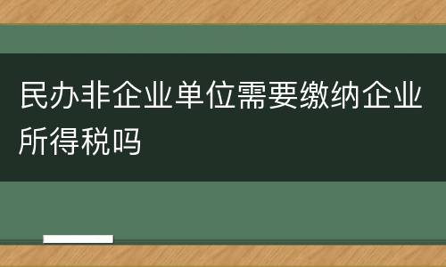 民办非企业单位需要缴纳企业所得税吗