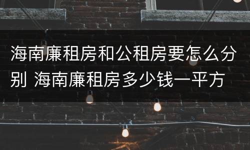 海南廉租房和公租房要怎么分别 海南廉租房多少钱一平方