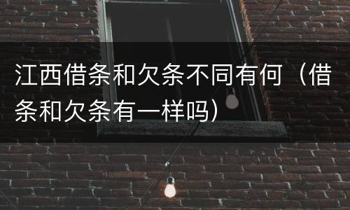江西借条和欠条不同有何（借条和欠条有一样吗）
