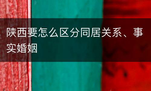 陕西要怎么区分同居关系、事实婚姻