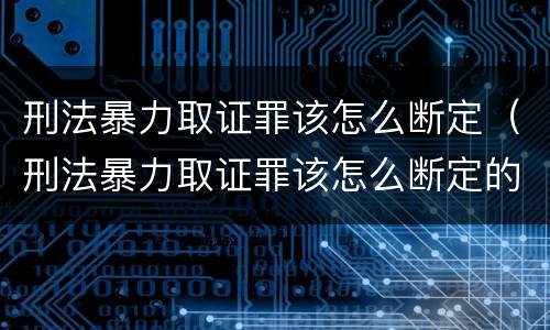 刑法暴力取证罪该怎么断定（刑法暴力取证罪该怎么断定的）