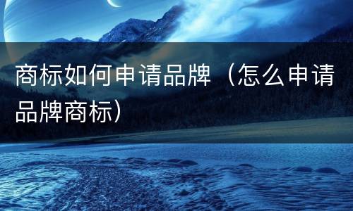 商标如何申请品牌（怎么申请品牌商标）